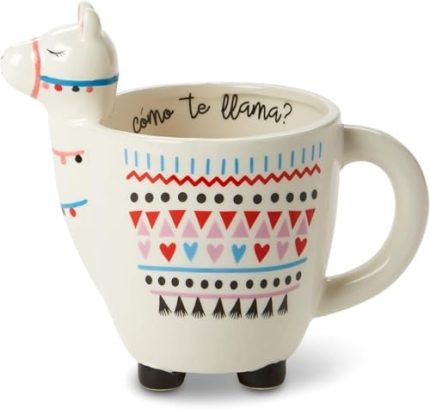 Handmade Llama Shaped Coffee Mug – Cute 18.6 oz Cup with ‘Como Te Llama’ Print